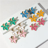 Colourful Enamel Flower Stud Earrings